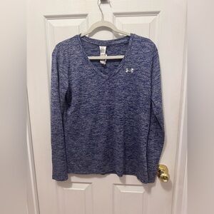 Under Armour Heathered Blue V-Neck Long Sleeve
